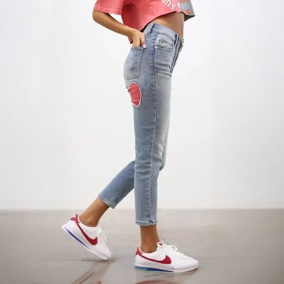 Vintage Y2K Revice Heart Patch Highwaist Skinny Jeans - Picture 5 of 7